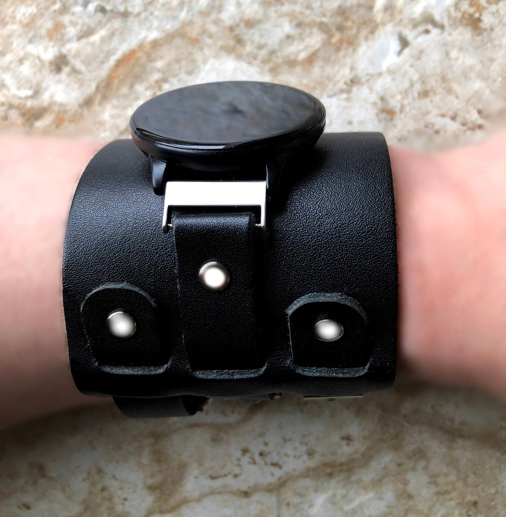 Garmin Watch Band Cuff Steampunk Wide Leather Strap for Vivomove 3 HR Trend Luxe Sport Style D2 Air X10 Vivoactive 5 3 Venu 2 Plus Sq 2 BL20